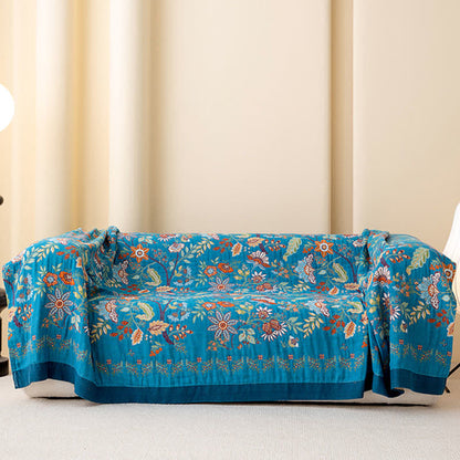 Élégante couverture réversible en gaze de coton à motif floral - image 3