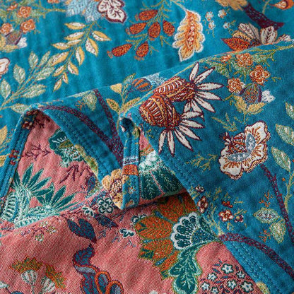 Élégante couverture réversible en gaze de coton à motif floral - image 6