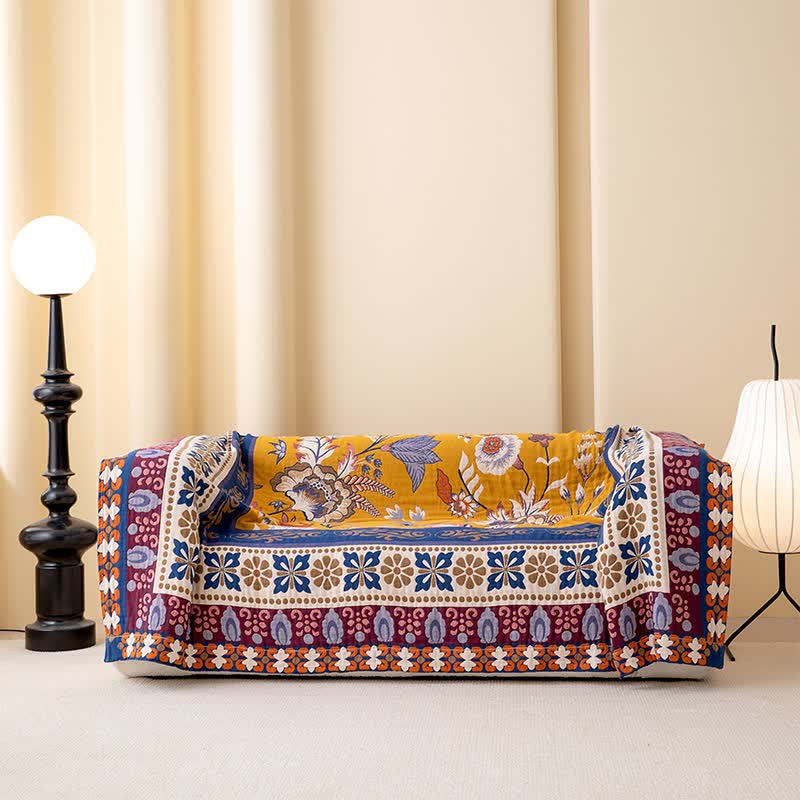 Couette vintage en gaze de coton avec cadre floral - image 4