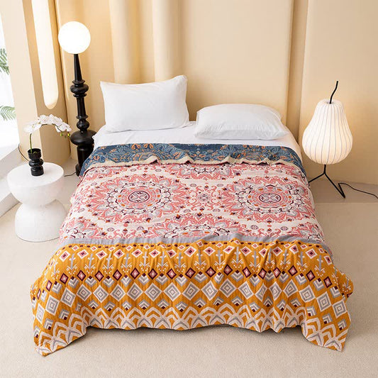 Couette en coton à motif ethnique rétro géométrique - 200 cm x 230 cm - image 0