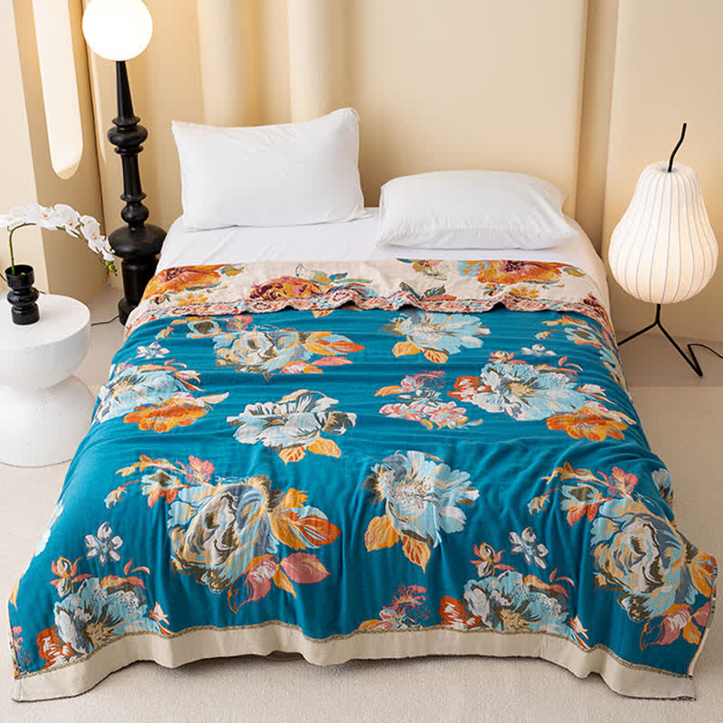 Couette luxueuse réversible en coton avec fleurs en fleurs - image 1