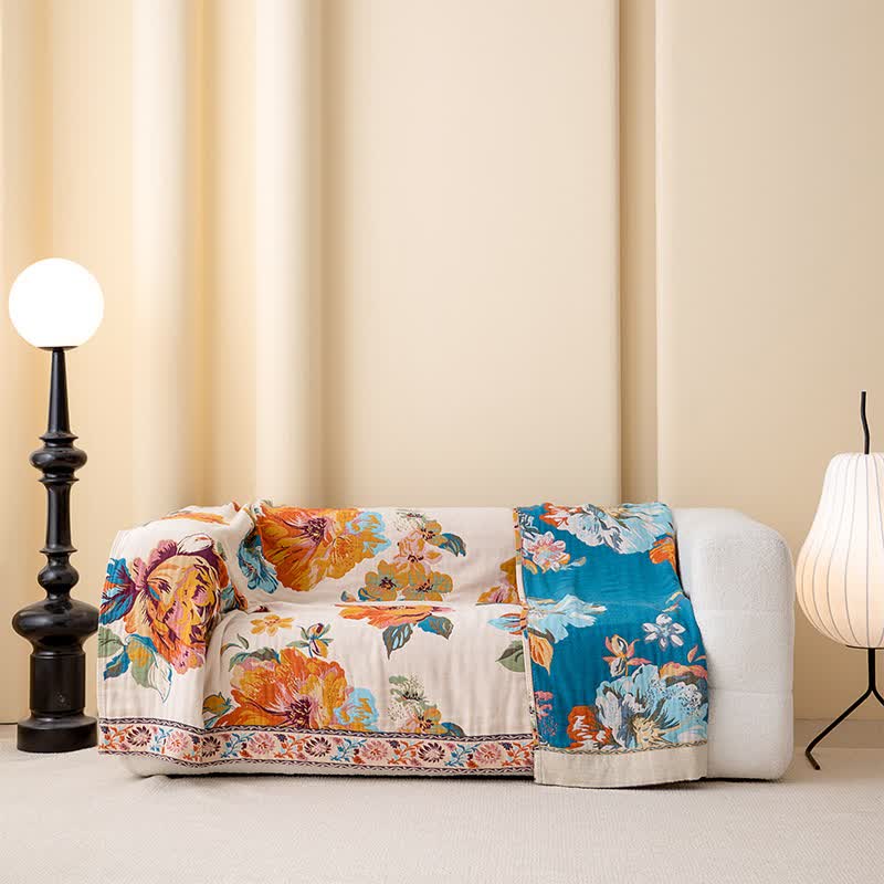 Couette luxueuse réversible en coton avec fleurs en fleurs - image 4