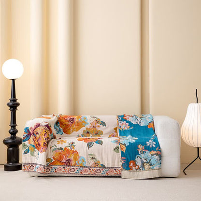 Couette luxueuse réversible en coton avec fleurs en fleurs - image 4