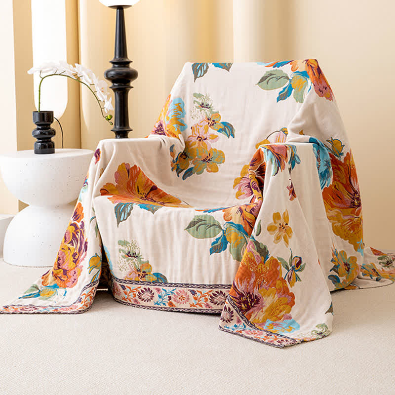 Couette luxueuse réversible en coton avec fleurs en fleurs - image 2