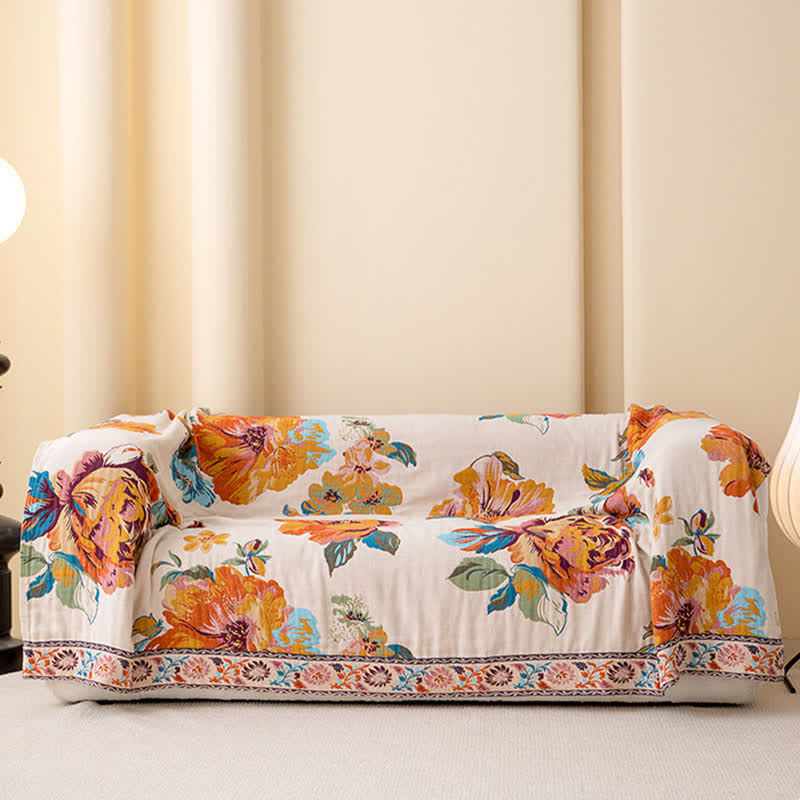 Couette luxueuse réversible en coton avec fleurs en fleurs - image 3