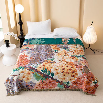 Couette réversible en gaze de coton avec des fleurs de rêve - 230 cm x 250 cm - image 0
