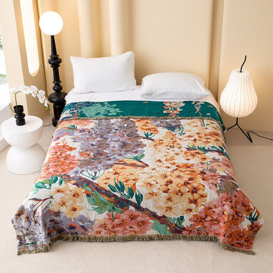 Couette réversible en gaze de coton avec des fleurs de rêve - 230 cm x 250 cm - image 0