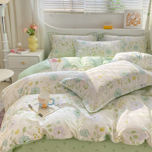 Parure de lit en coton avec un motif floral botanique frais - ensemble de literie - 220 cm x 240 cm - image 0