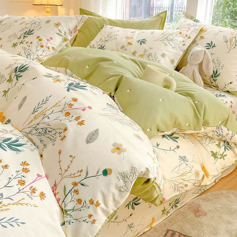 Parure de lit en coton avec un délicat motif de feuilles - ensemble de literie - 220 cm x 240 cm - image 0