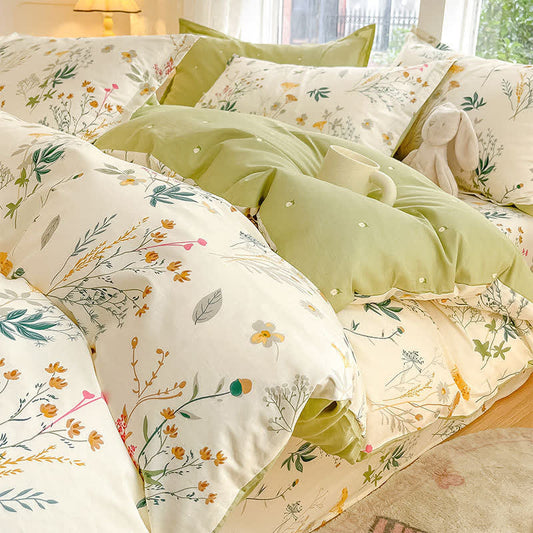 Parure de lit en coton avec un délicat motif de feuilles - ensemble de literie - 220 cm x 240 cm - image 0