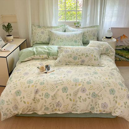 Parure de lit en coton avec un motif floral botanique frais - image 1