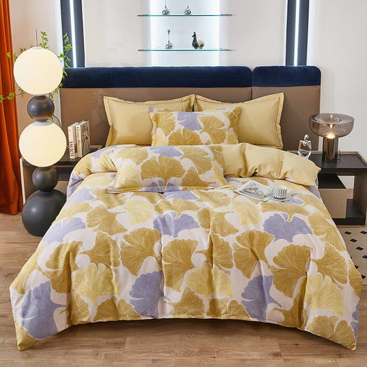 Parure de lit réversible style feuille de ginkgo (4 pièces) - 220 cm x 240 cm - image 0