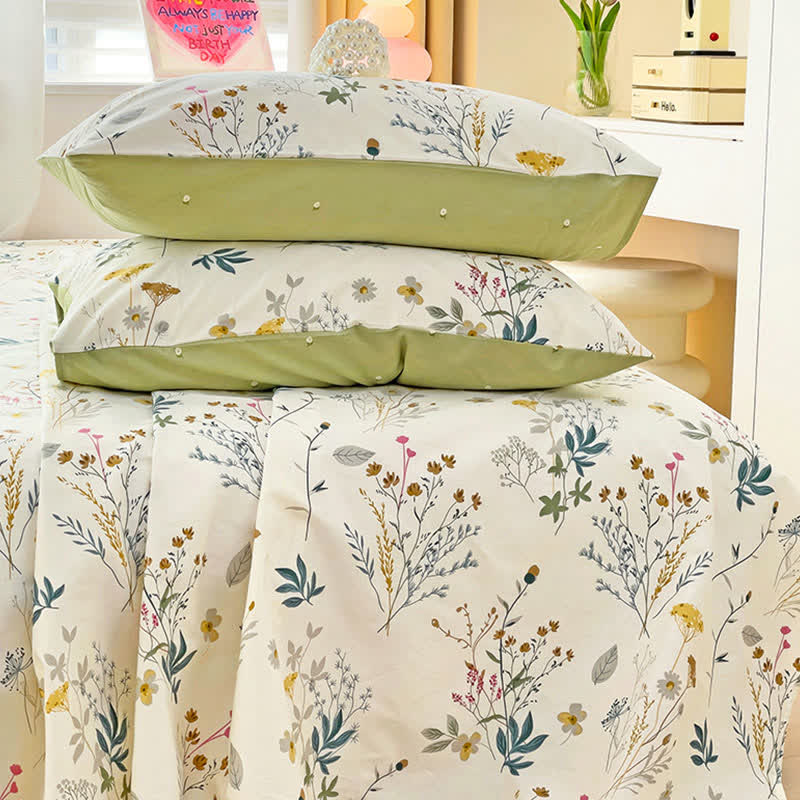 Parure de lit en coton avec un délicat motif de feuilles - image 3