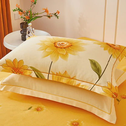 Parure de lit réversible en coton brossé motif tournesol (4 pièces) - image 6