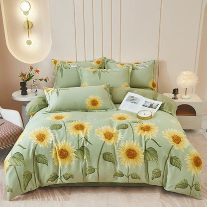 Parure de lit en coton brossé avec tournesols frais (4 pièces) - image 1