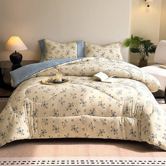 Couette réversible avec rose romantique dans un style maison de campagne - Couette d'hiver - 220 cm x 240 cm - image 0