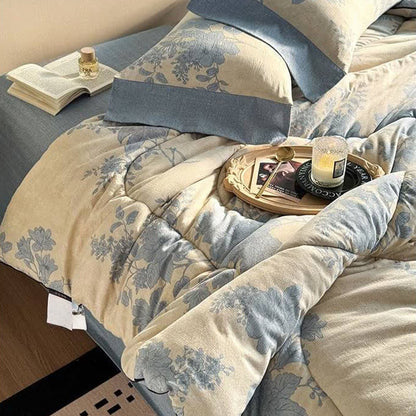 Couverture réversible élégante à motif floral gris - image 4