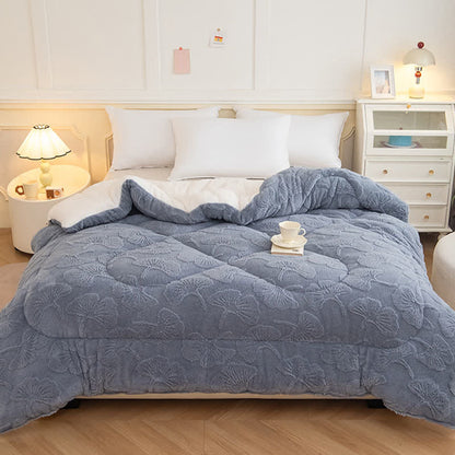 Couverture réversible Jacquard Sherpa avec feuilles de ginkgo - image 5