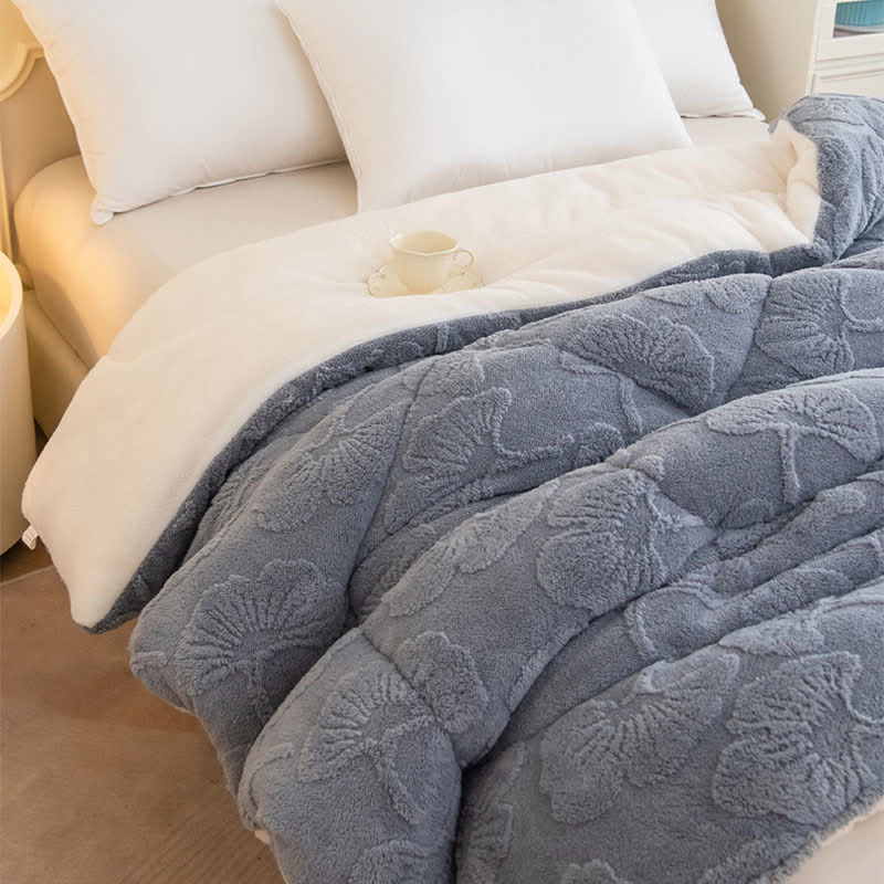 Couverture réversible Jacquard Sherpa avec feuilles de ginkgo - image 7