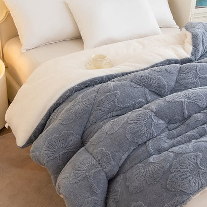 Couverture réversible Jacquard Sherpa avec feuilles de ginkgo - image 7