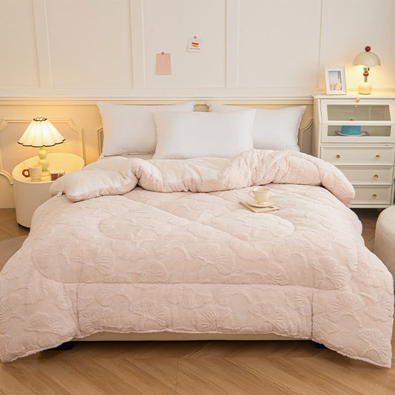 Couverture réversible Jacquard Sherpa avec feuilles de ginkgo - image 15