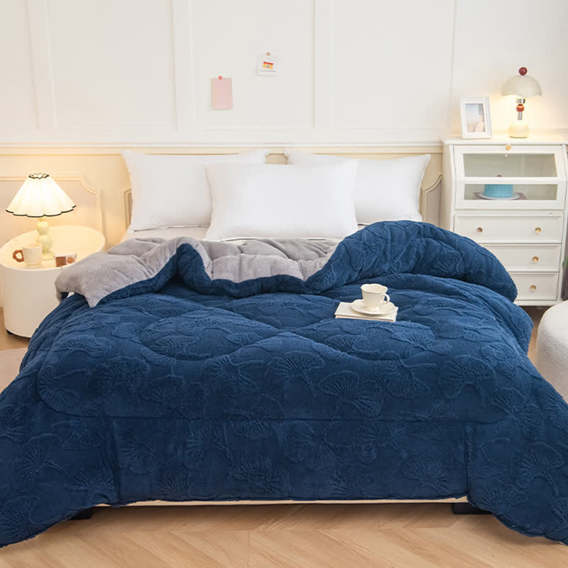 Couverture réversible Jacquard Sherpa avec feuilles de ginkgo - image 13