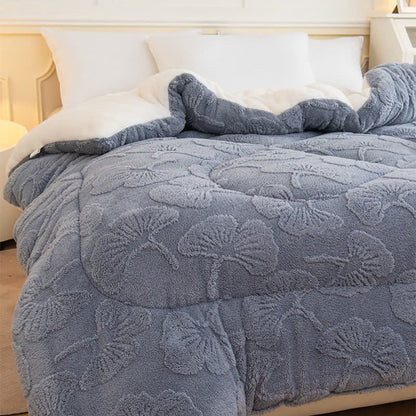 Couverture réversible Jacquard Sherpa avec feuilles de ginkgo - image 8