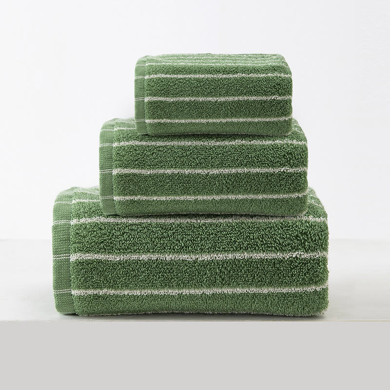 Ensemble de serviettes de bain en pur coton doux (lot de 3) - Vert - Ensemble de 3 - 34 cm x 34 cm + 34 cm x 74 cm + 70 cm x 140 cm - image 9