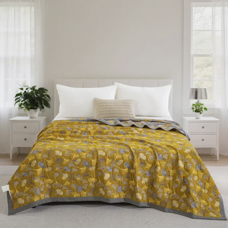 Couette en coton biologique avec Ginkgo Biloba - Jaune - Plafond - 244 cm x 264 cm - image 54