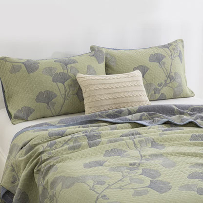 Couverture réversible inspirée du ginkgo en coton naturel - image 16