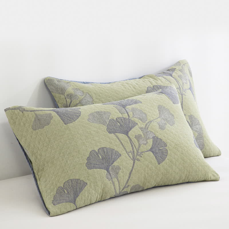 Couverture réversible inspirée du ginkgo en coton naturel - image 19