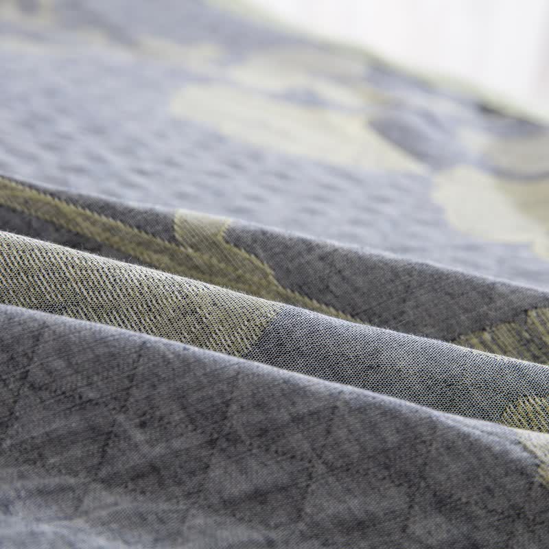 Couverture réversible inspirée du ginkgo en coton naturel - image 11