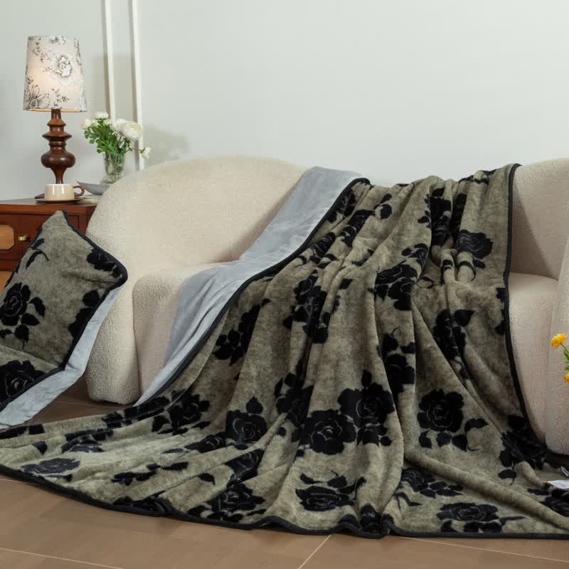 Drap-housse en peluche à motif rose - image 1