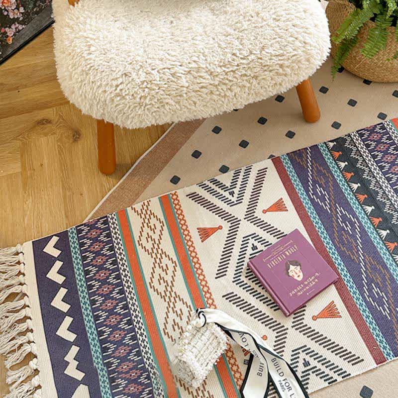 Tapis fonctionnel en coton et lin Boho Triba - image 1
