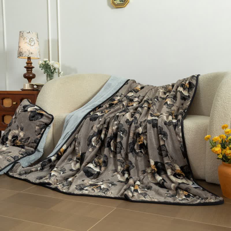 Drap-housse luxueux en peluche avec motif floral - image 1
