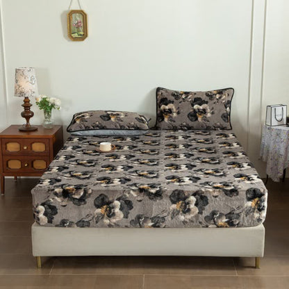 Drap-housse luxueux en peluche avec motif floral - drap-housse - 200 cm x 220 cm - image 2
