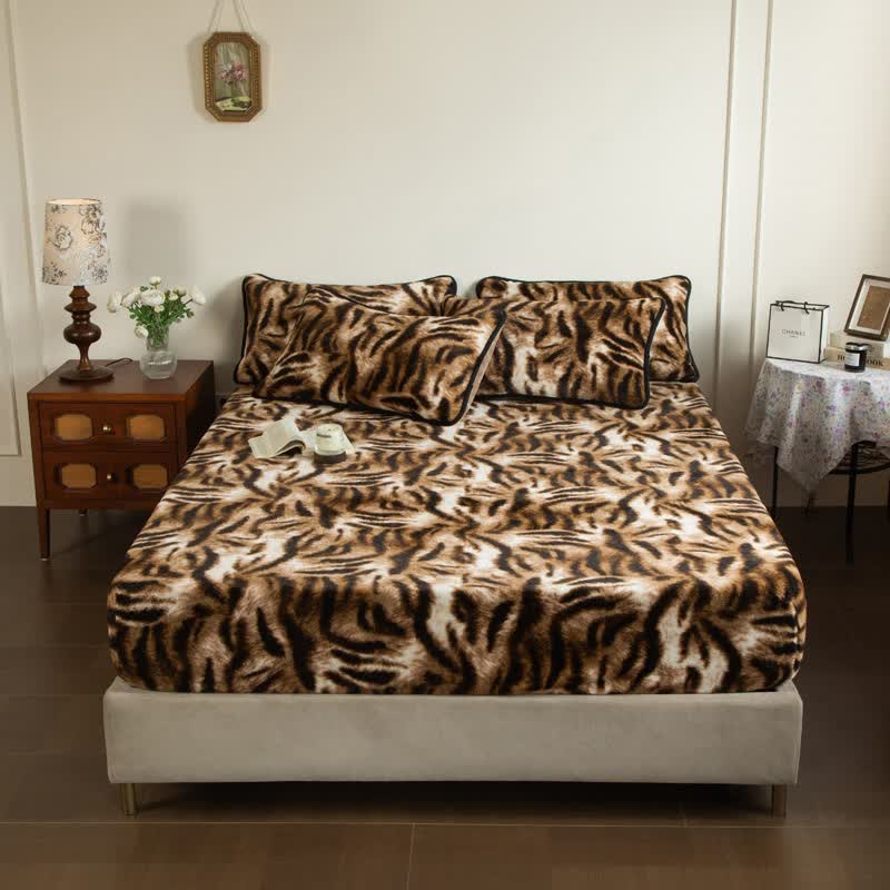 Drap-housse en peluche à rayures tigrées - drap-housse - 200 cm x 220 cm - image 2