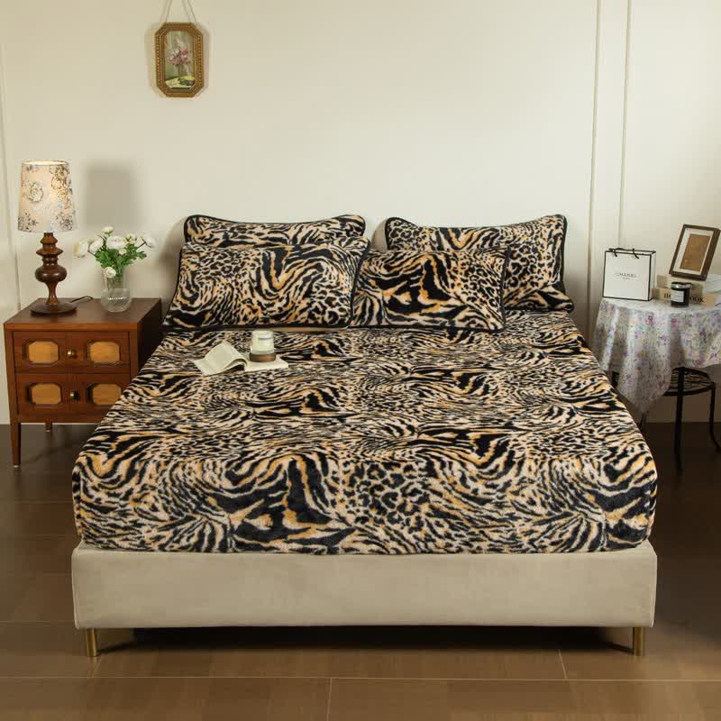 Drap-housse en peluche à imprimé léopard - drap-housse - 200 cm x 220 cm - image 2