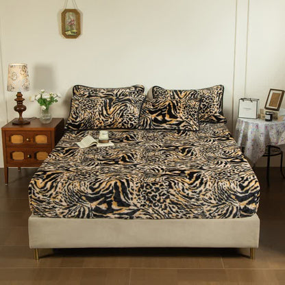 Drap-housse en peluche à imprimé léopard - drap-housse - 200 cm x 220 cm - image 2