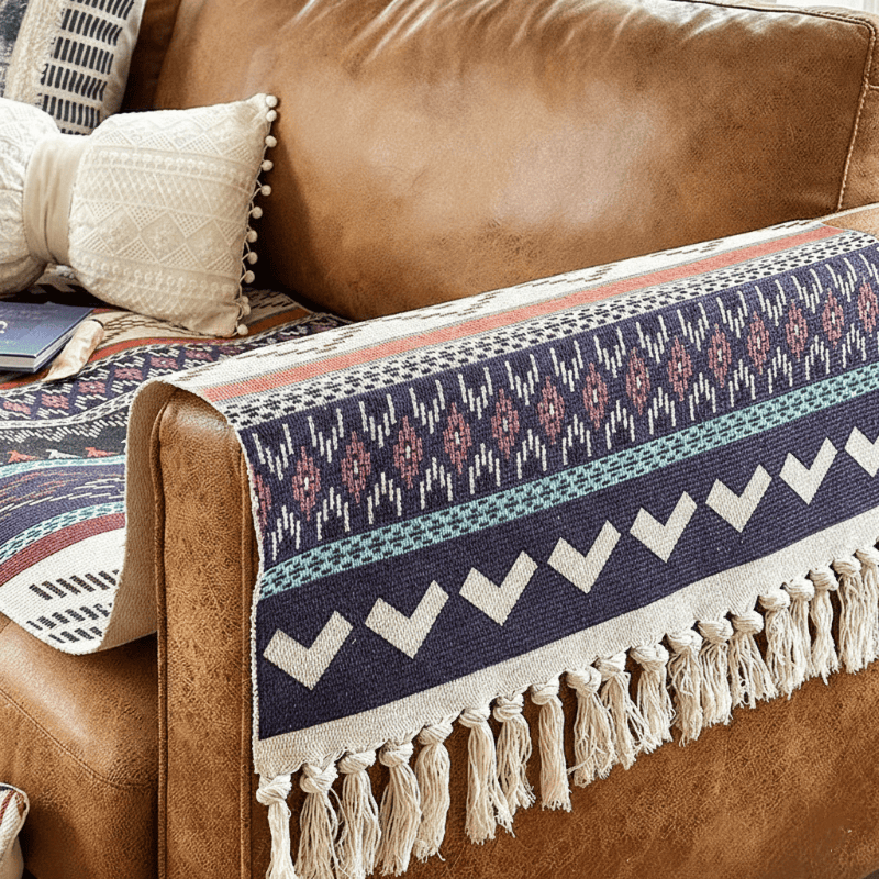 Tapis fonctionnel en coton et lin Boho Triba - image 8