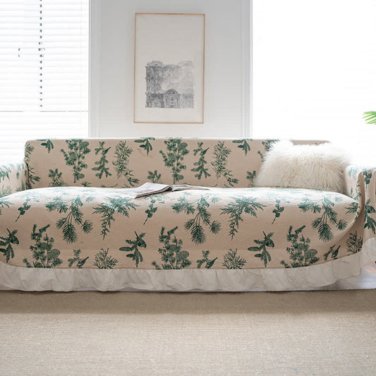 Couverture de canapé à volants en pin vert - 180 cm x 340 cm - image 0
