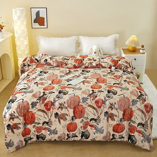 Housse de couette en peluche citrouille - 220 cm x 240 cm - image 0