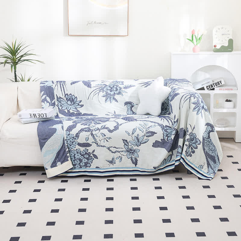 Couette en mousseline de coton à motif de fleurs de paon - image 1