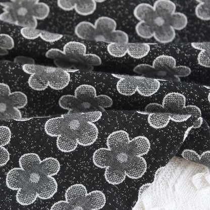 Pyjama en coton jacquard noir à motif floral - image 12