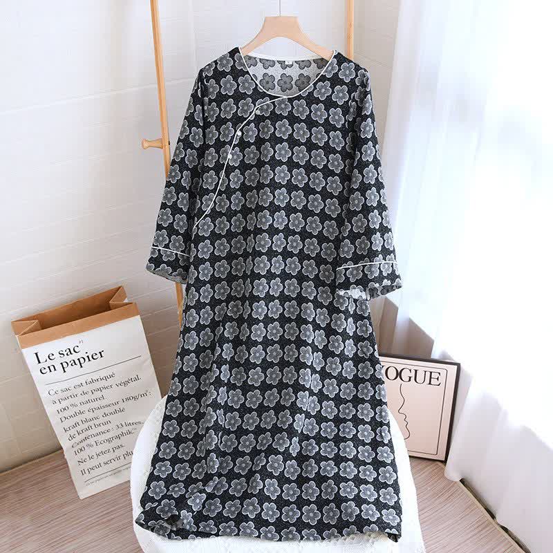 Pyjama en coton jacquard noir à motif floral - chemise de nuit - XL - image 13