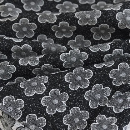 Pyjama en coton jacquard noir à motif floral - image 11