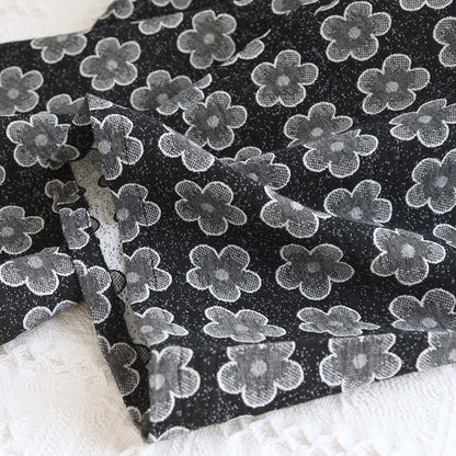 Pyjama en coton jacquard noir à motif floral - image 9