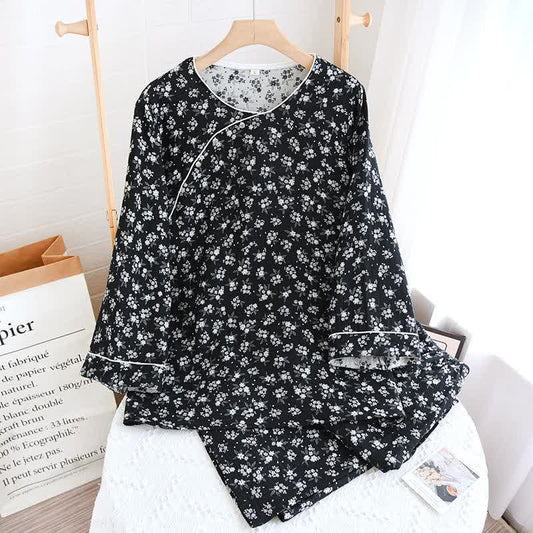 Vêtements de nuit en coton naturel à motif floral de fleurs de poirier - Vêtements de détente - XL - image 0