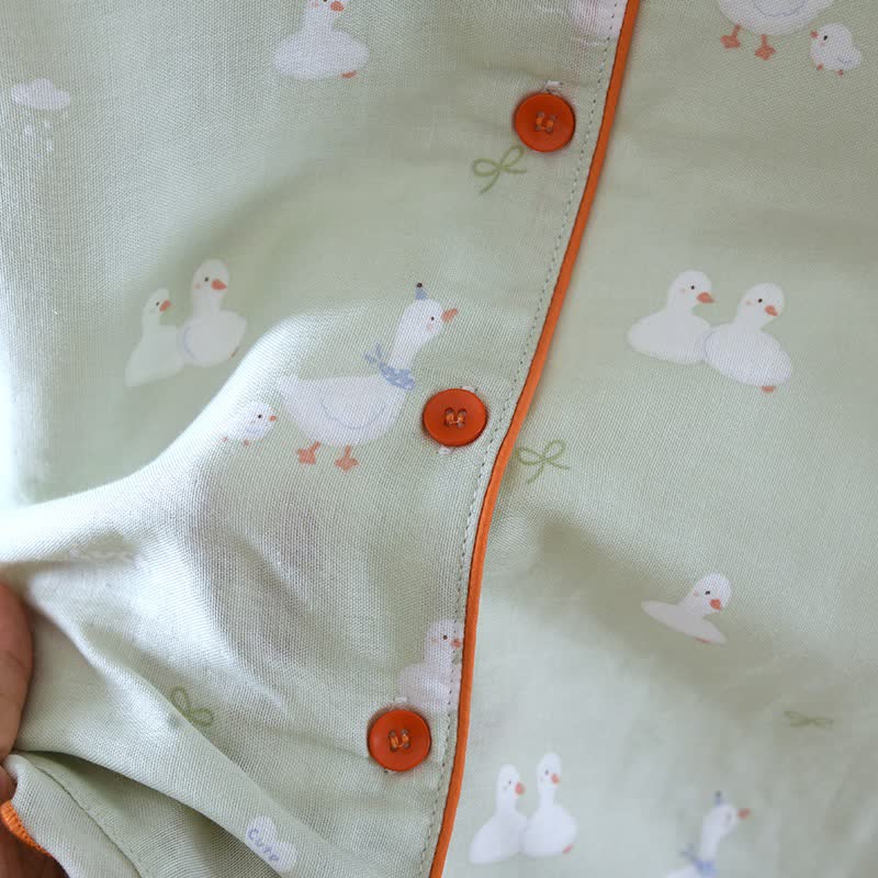 Ensemble de vêtements d'intérieur en gaze de coton avec canard de dessin animé - image 3