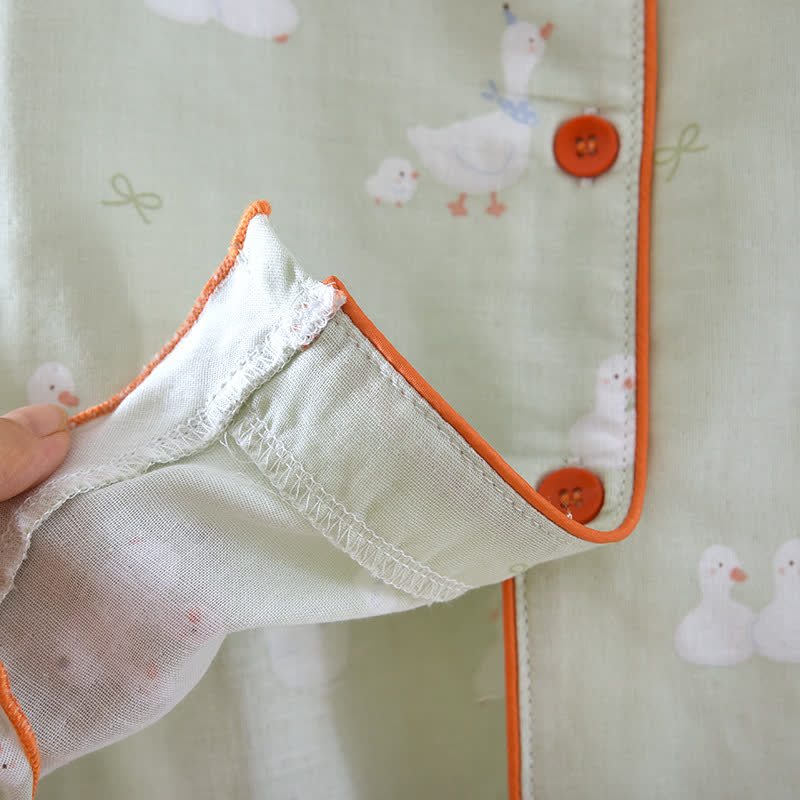 Ensemble de vêtements d'intérieur en gaze de coton avec canard de dessin animé - image 4